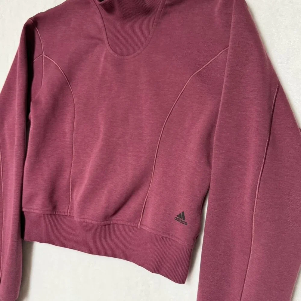 Adidas Sweatshirt Yoga Layering Top Women's Size XS Victory Crimson Cotton - Picture 5 of 8
